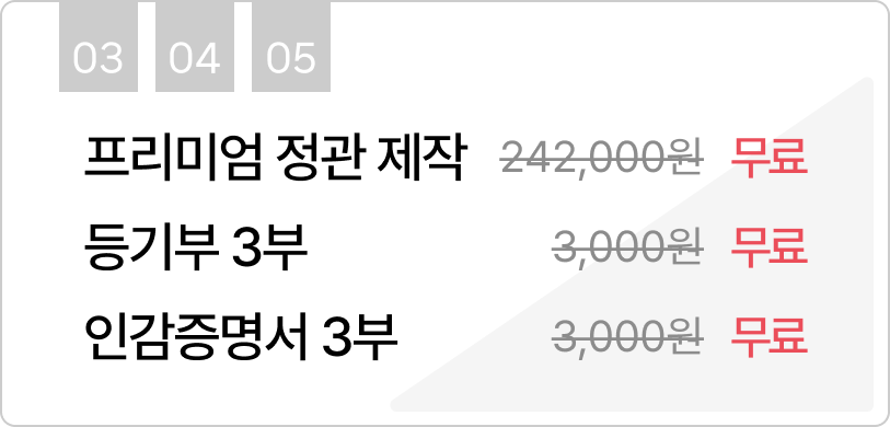 프리미엄 정관 제작, 등기부 3부, 인감증명서 3부 무료_mobile